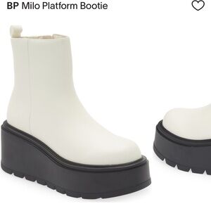 Nordstrom BP Milo Platform Bootie 7.5M White and Black NWT $79
